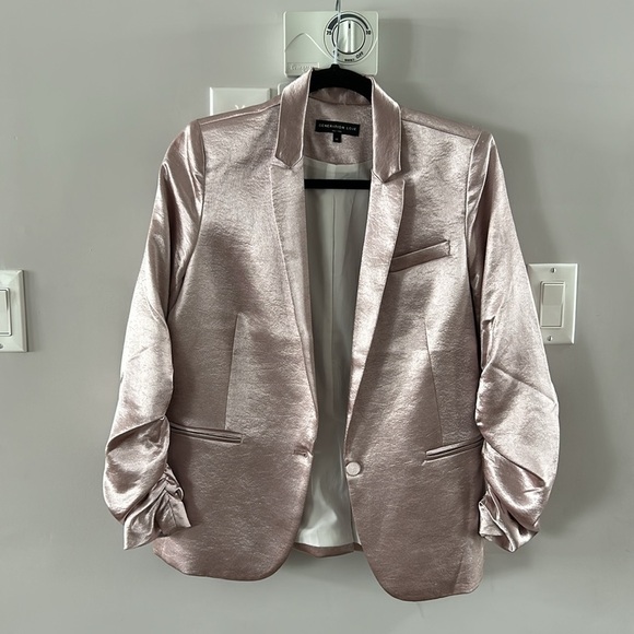 Generation Love Metallic Ruched Sleeve Fabien Blazer in Pink - Picture 3 of 15